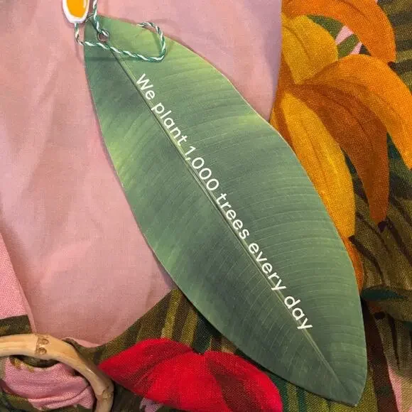 NWT Farm Rio Pink Cocoa Forest Mini Dress Women's Size L Floral Leaf Pink Green - Picture 8 of 11